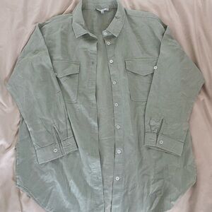 Love Tree Light Sage Collared Button-Up